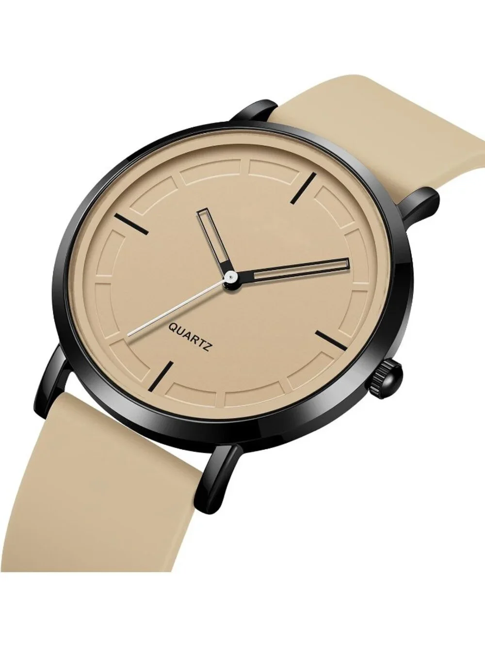 Unisex Khaki Lightweight Simple Luxury Quartz Silicone Band Fashion Wrist Watch